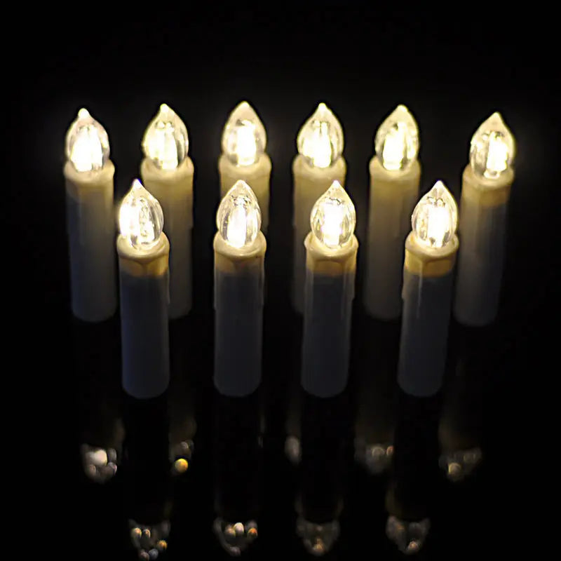 Set of 10 flickering Remote Controlled LED taper Candle