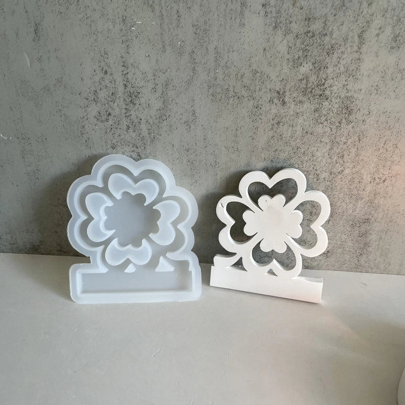 Butterfly Candlestick Silicone Mold Clover Shape Tea Light Candle Holder Ornament Making Plaster Resin Craft Molds