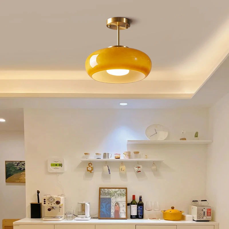 Yellow Glass LED Pendant Lights