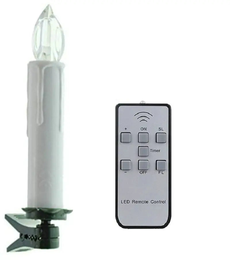 Set of 10 flickering Remote Controlled LED taper Candle