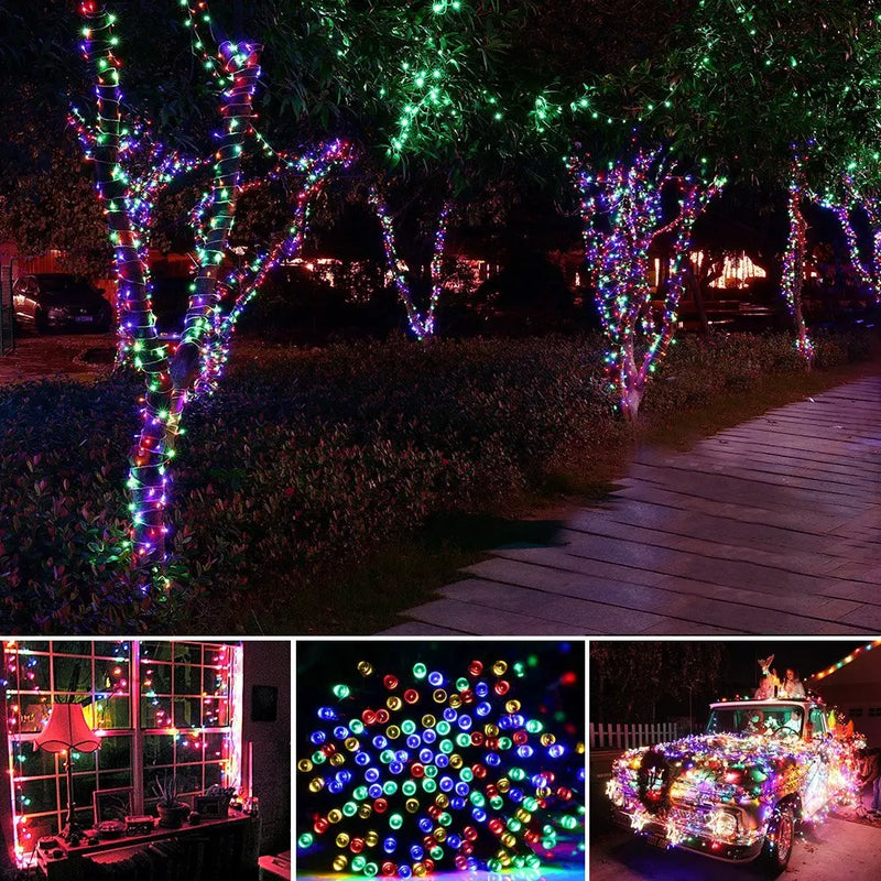 200LEDs Solar String Lights USB Rechargeable