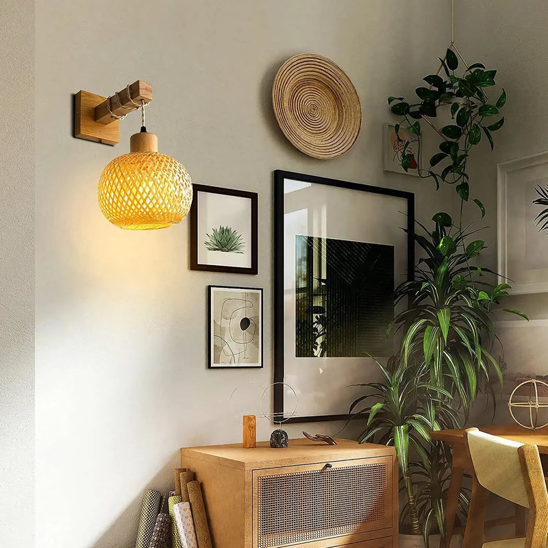 Retro Japanese Style Bamboo Wall Lamp